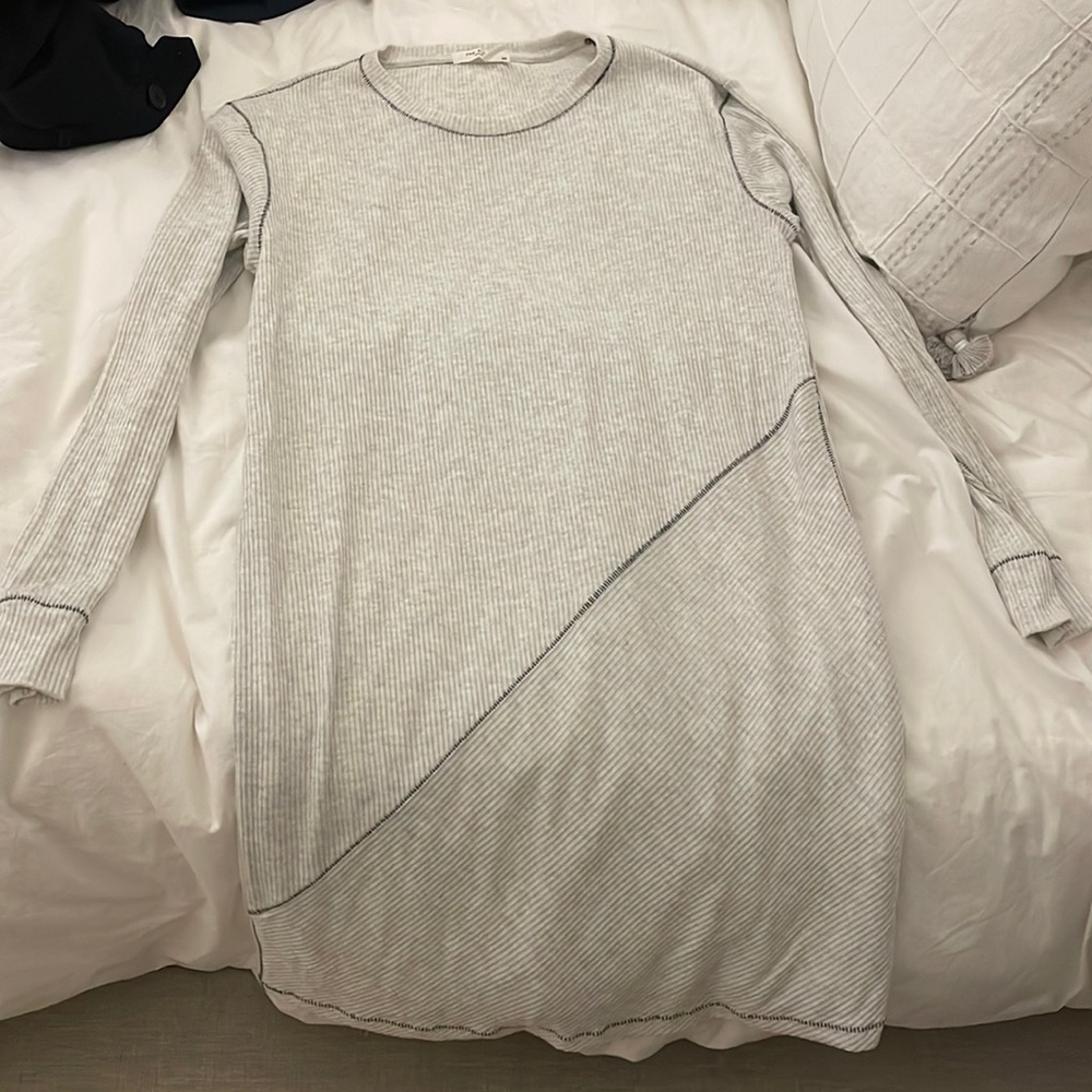 Rag and bone ribbed grey long sleeve dress